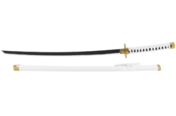 Katana Réaliste Blanc, Garde Ronde, Baohu - Réplique Bambou