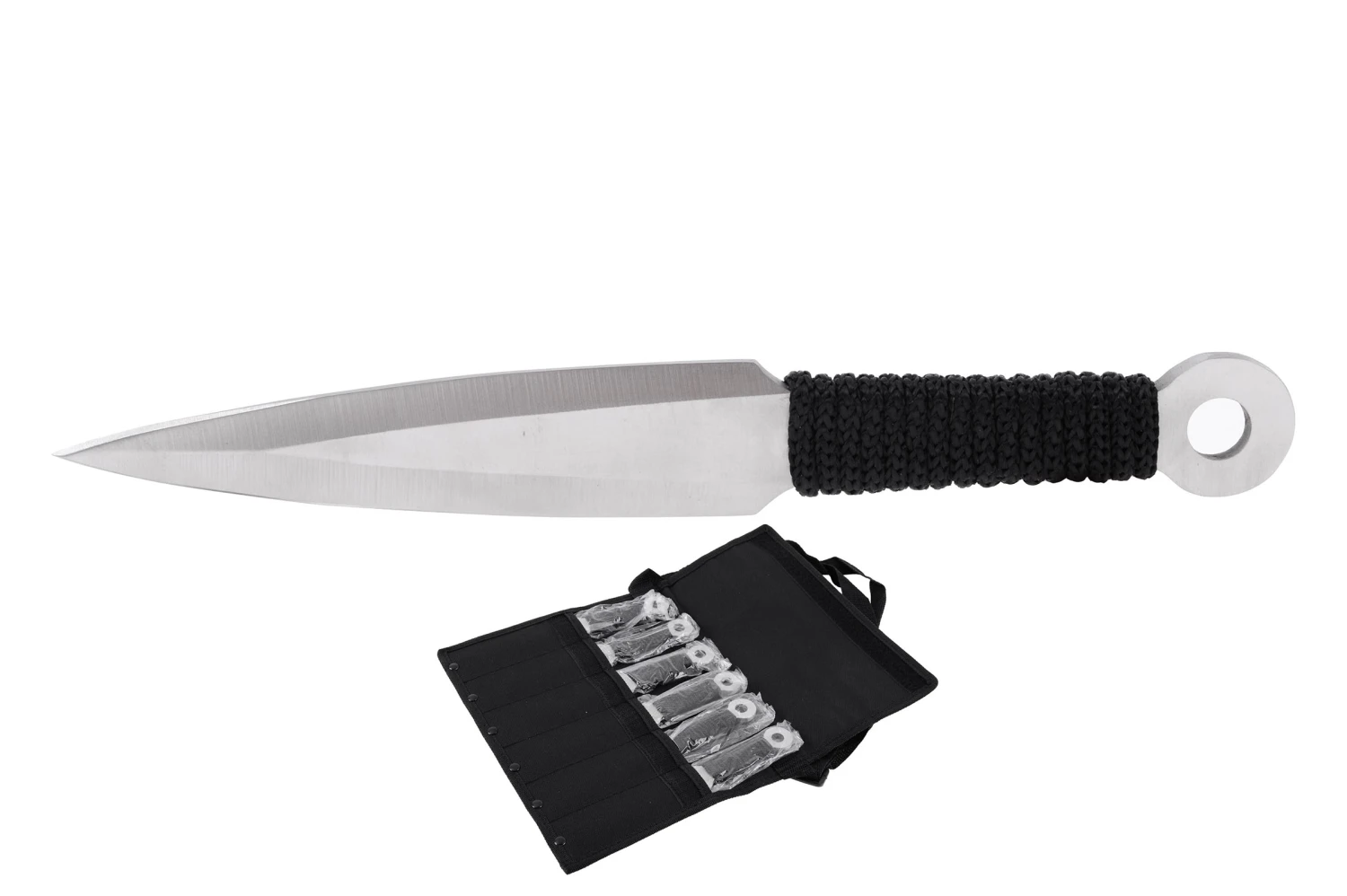 Kunai Inox, Chromé & Tressage Noir - Lot De 6 (20 Cm) 1 Kunai Inox, Chromé & Tressage Noir - Lot De 6 (20 Cm)